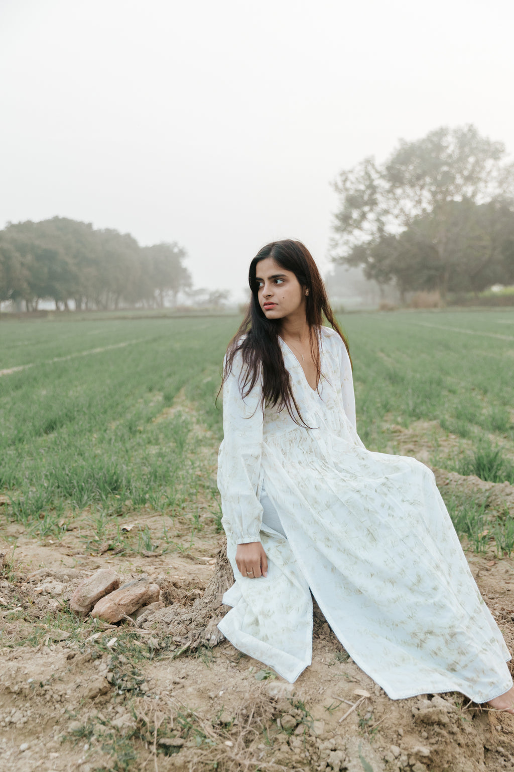Neem Mulberry Leaves Naturally Bundle-Dyed Kurta [SALE S]