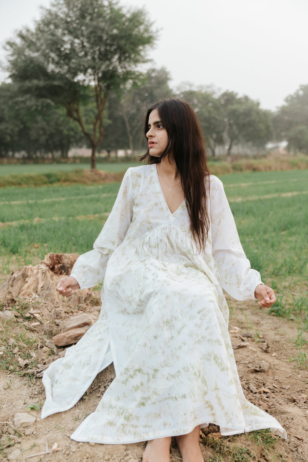 Neem Mulberry Leaves Naturally Bundle-Dyed Kurta [SALE S]