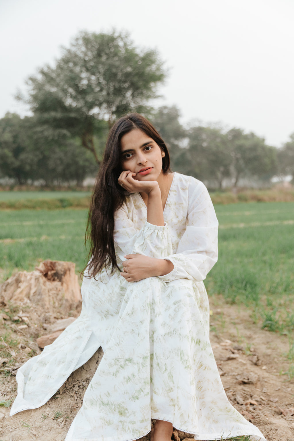 Neem Mulberry Leaves Naturally Bundle-Dyed Kurta [SALE S]