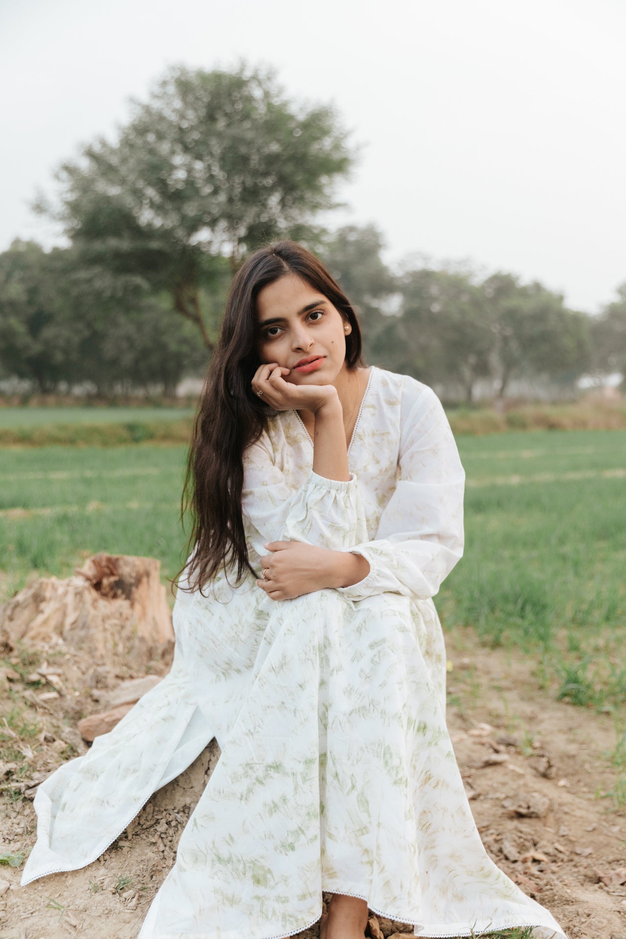 Neem Mulberry Leaves Naturally Bundle-Dyed Kurta [SALE S]