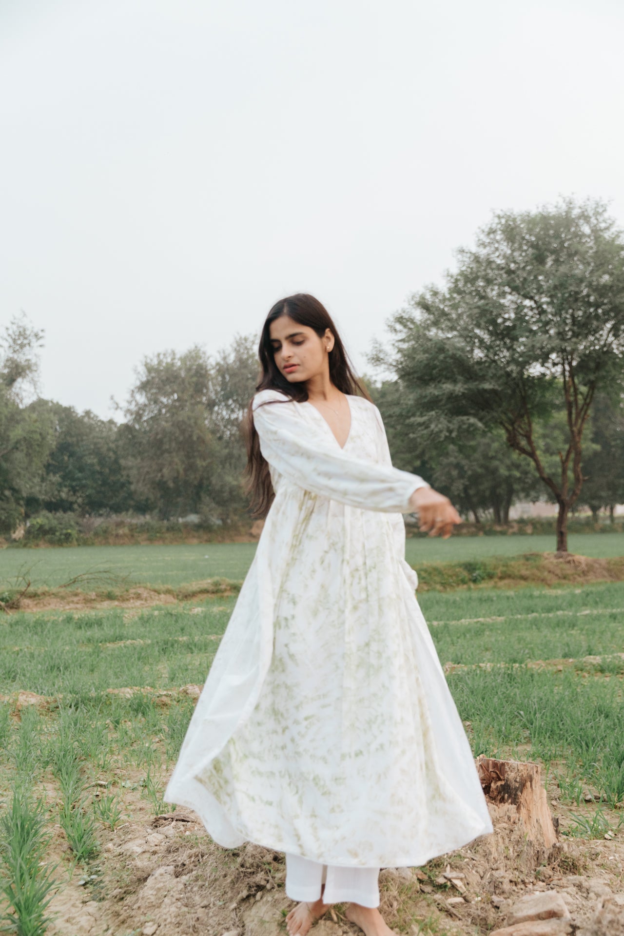 Neem Mulberry Leaves Naturally Bundle-Dyed Kurta [SALE S]