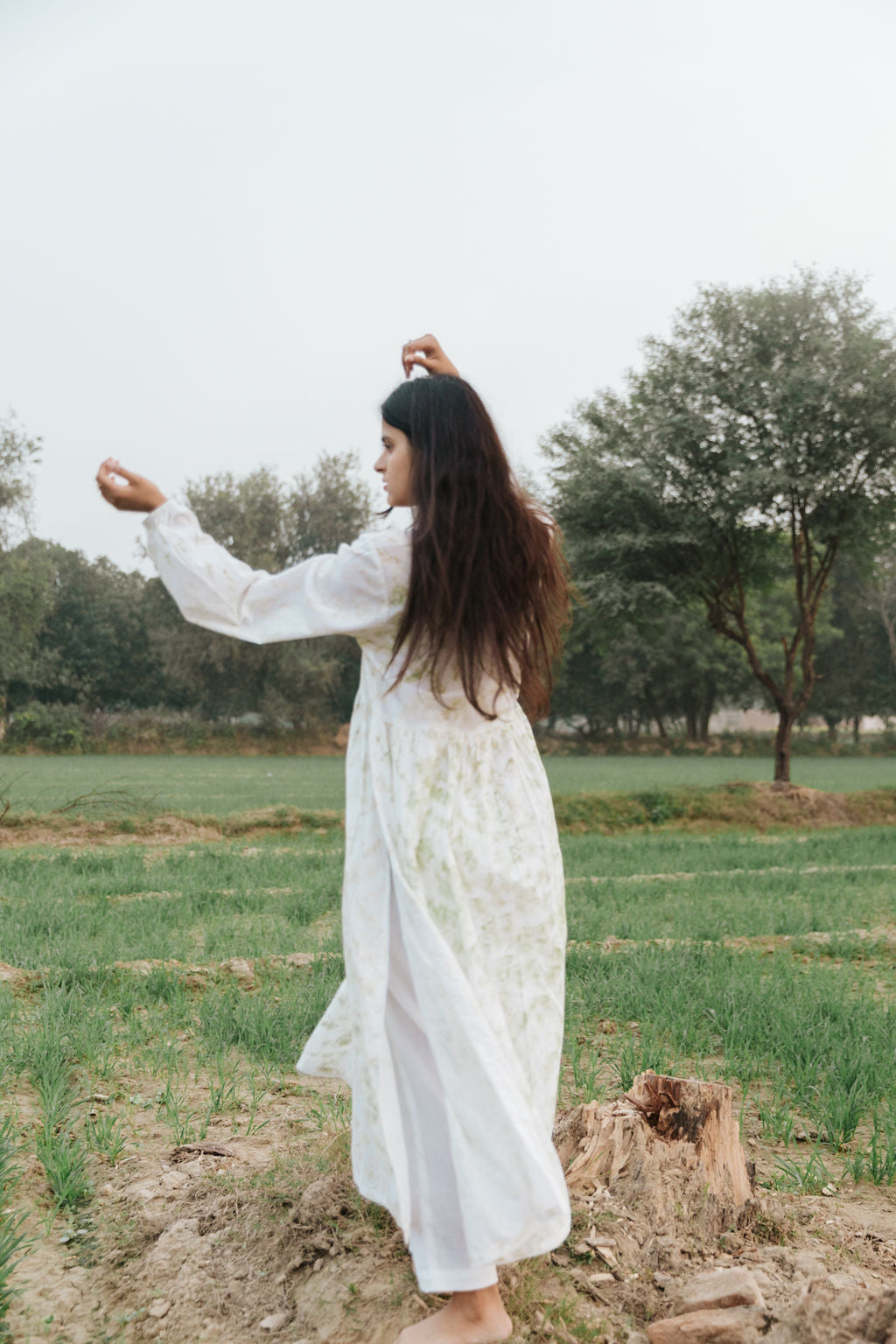 Neem Mulberry Leaves Naturally Bundle-Dyed Kurta