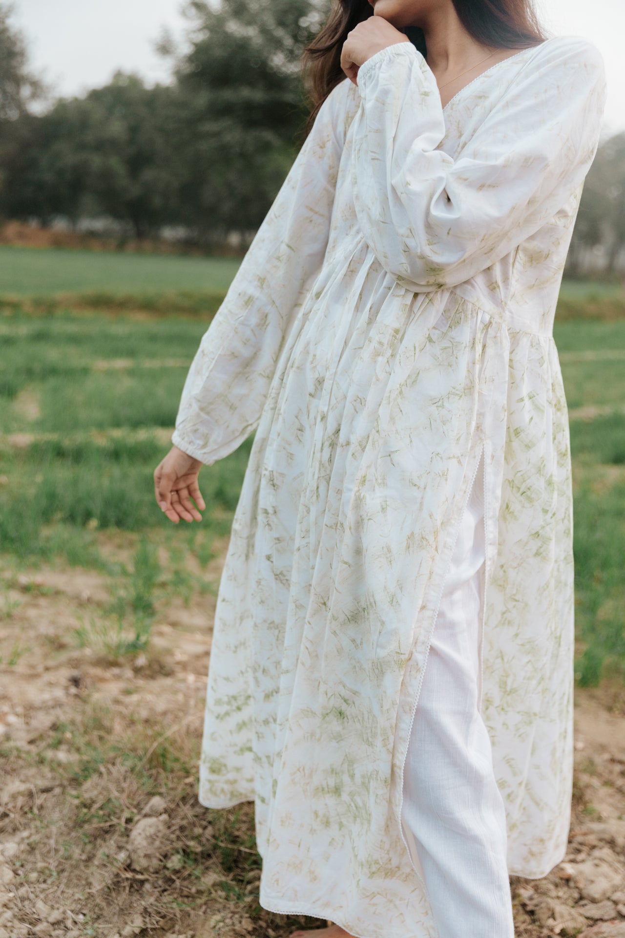 Neem Mulberry Leaves Naturally Bundle-Dyed Kurta [SALE S]