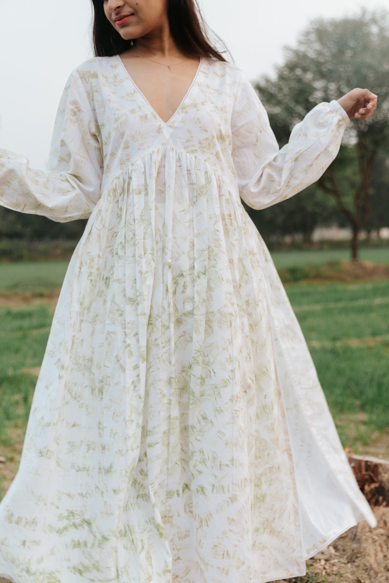 Neem Mulberry Leaves Naturally Bundle-Dyed Kurta [SALE S]