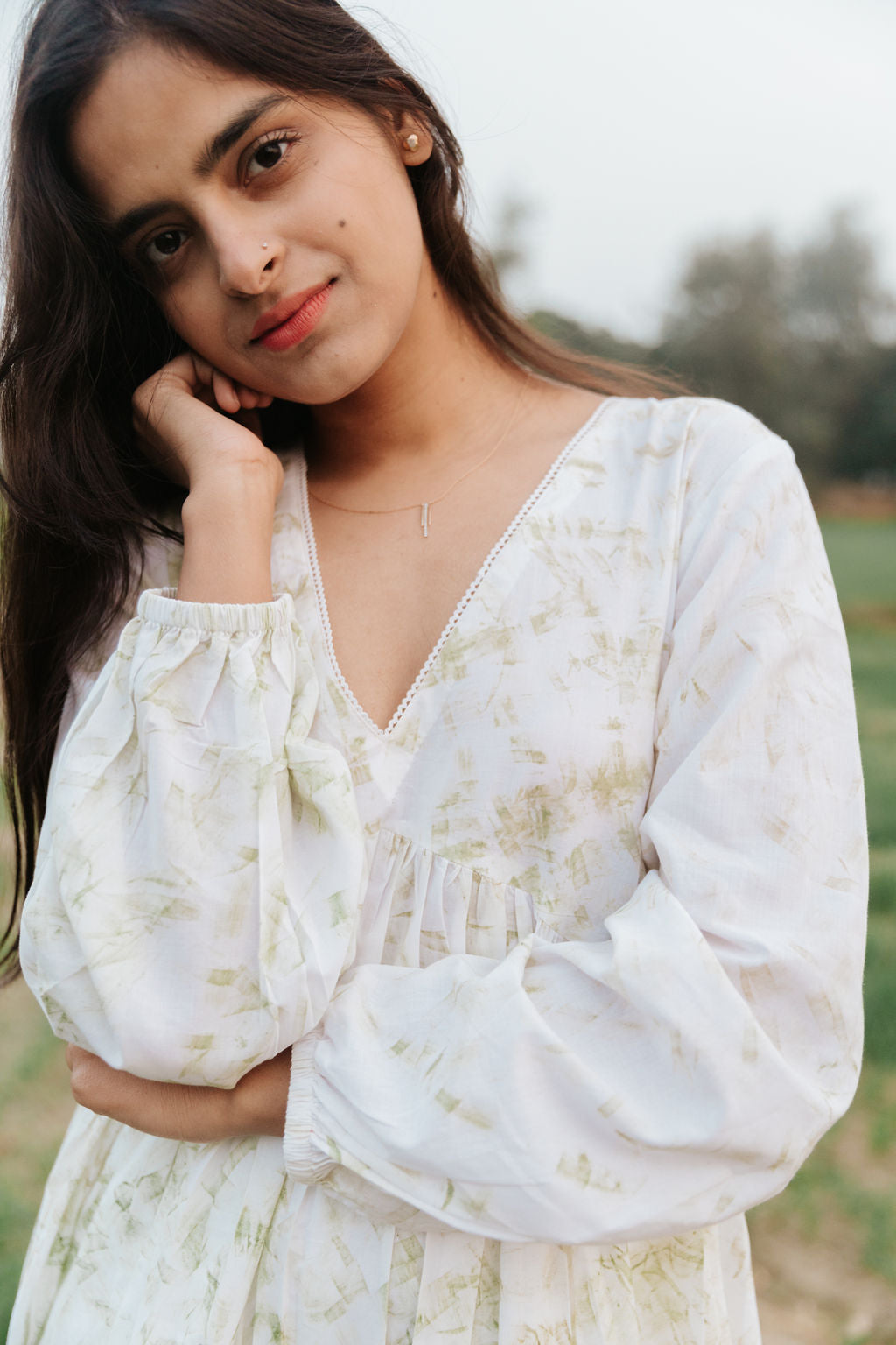 Neem Mulberry Leaves Naturally Bundle-Dyed Kurta