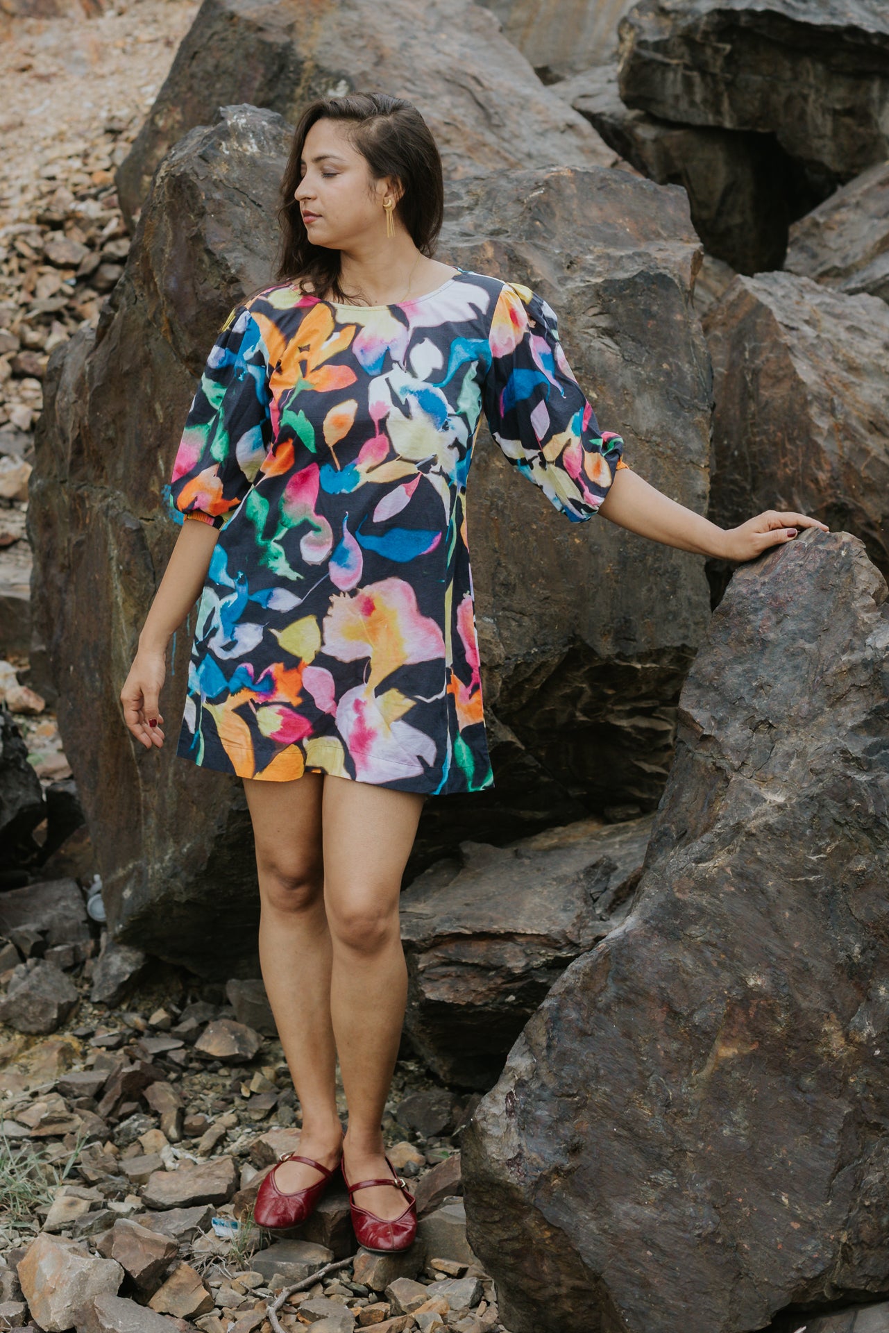 Painted Watercolour Short Dress
