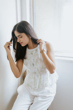 Neem Mulberry Pintuck top