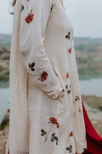 Handpainted Rose Garden Mulmul Kurta Set