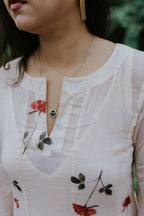 Handpainted Rose Garden Mulmul Kurta Set