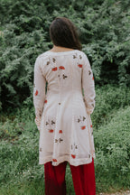 Handpainted Rose Garden Mulmul Kurta Set