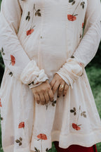 Handpainted Rose Garden Mulmul Kurta Set