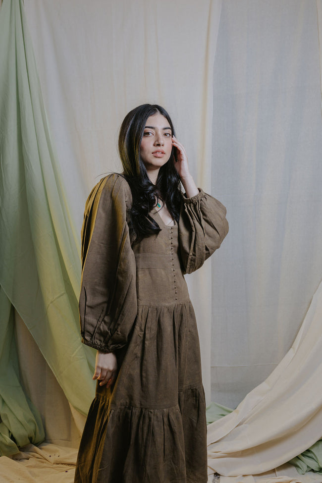Olive Tiered Dress Main Image