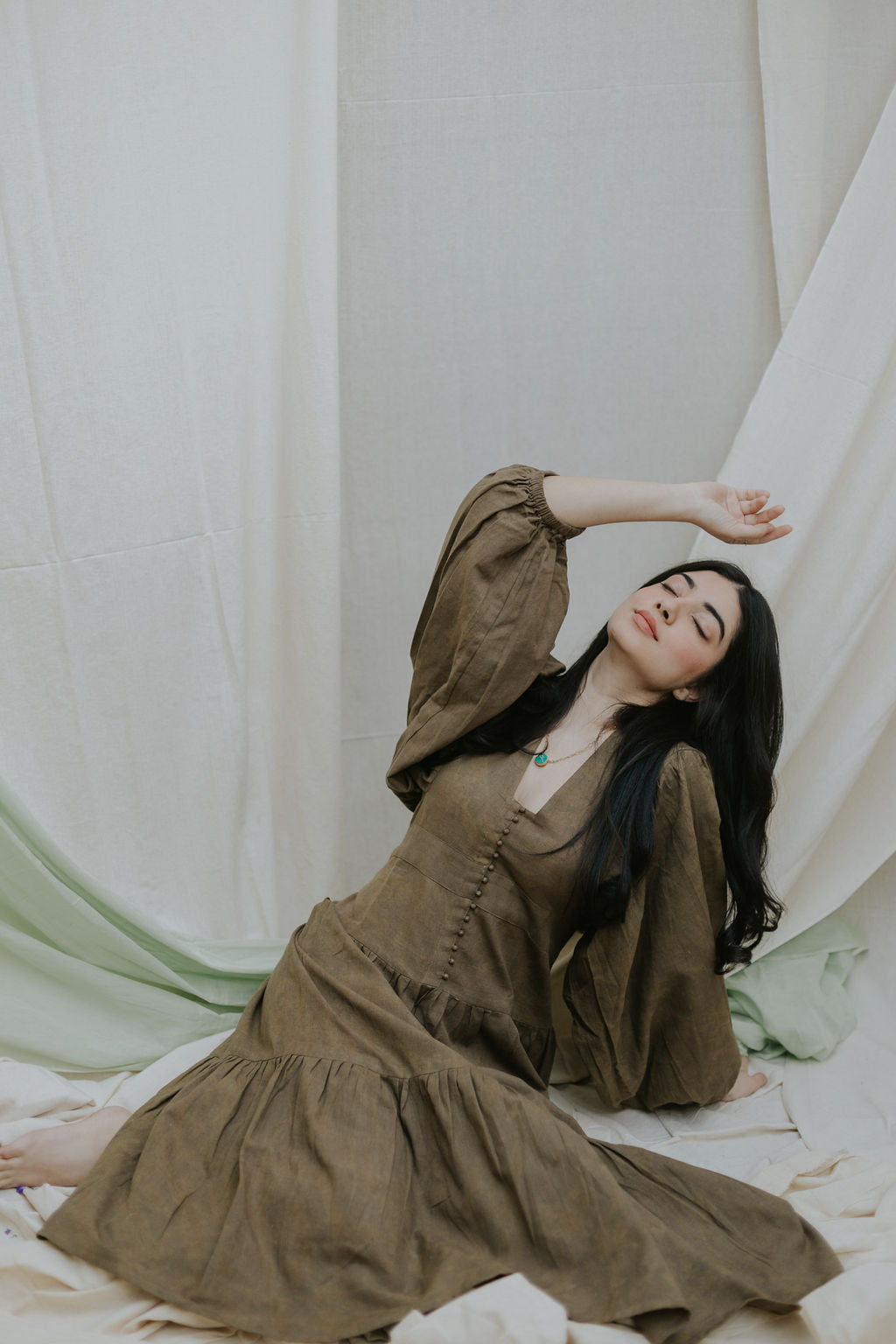 Olive Tiered Dress [SALE - XL]