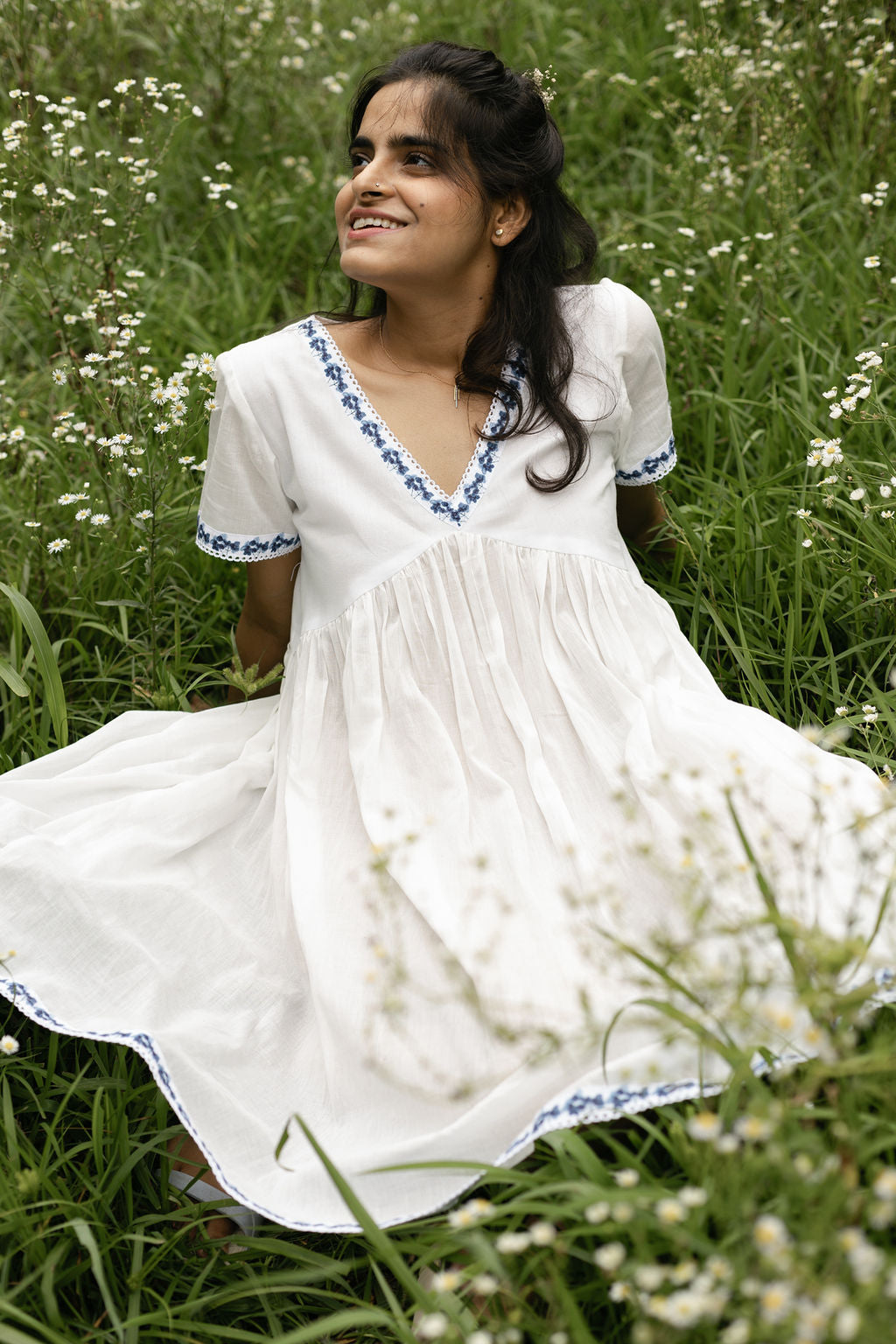 Blue Hydrangea Cotton Dress [SALE]