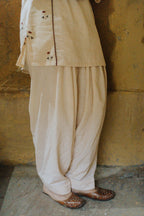 Embroidered Rose Linen Kurta Pajama Set