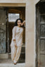 Embroidered Rose Linen Kurta Pajama Set