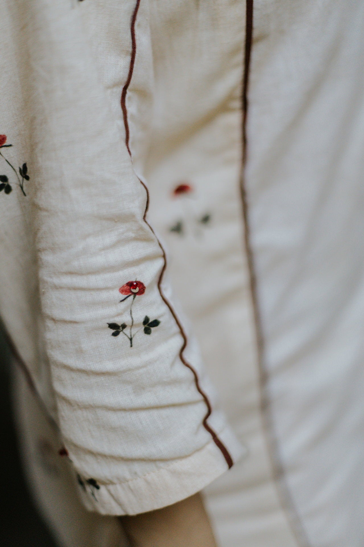 Embroidered Rose Linen Kurta Pajama Set