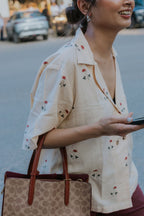Beige Linen Rose Shirt [UNISEX / SALE]