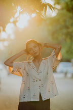 Beige Linen Rose Shirt (Women)