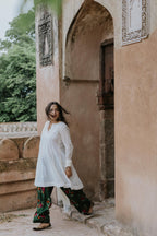 Handpainted Gulmohar Chanderi Farshi Dupatta Set
