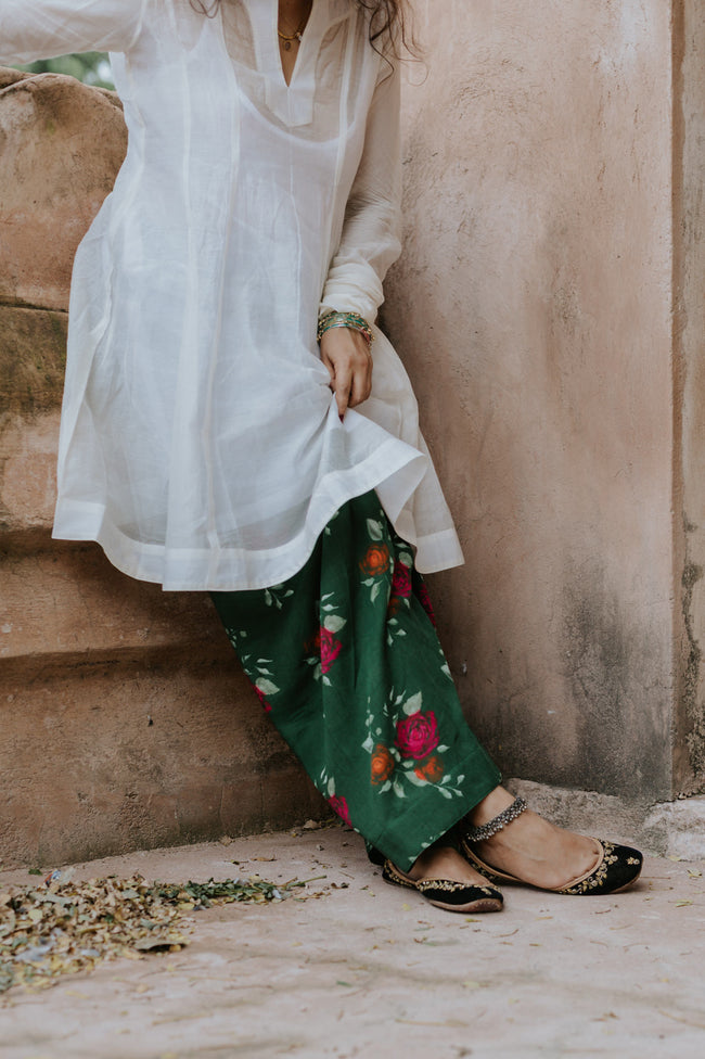 Handpainted Gulmohar Chanderi Farshi Dupatta Set Main Image