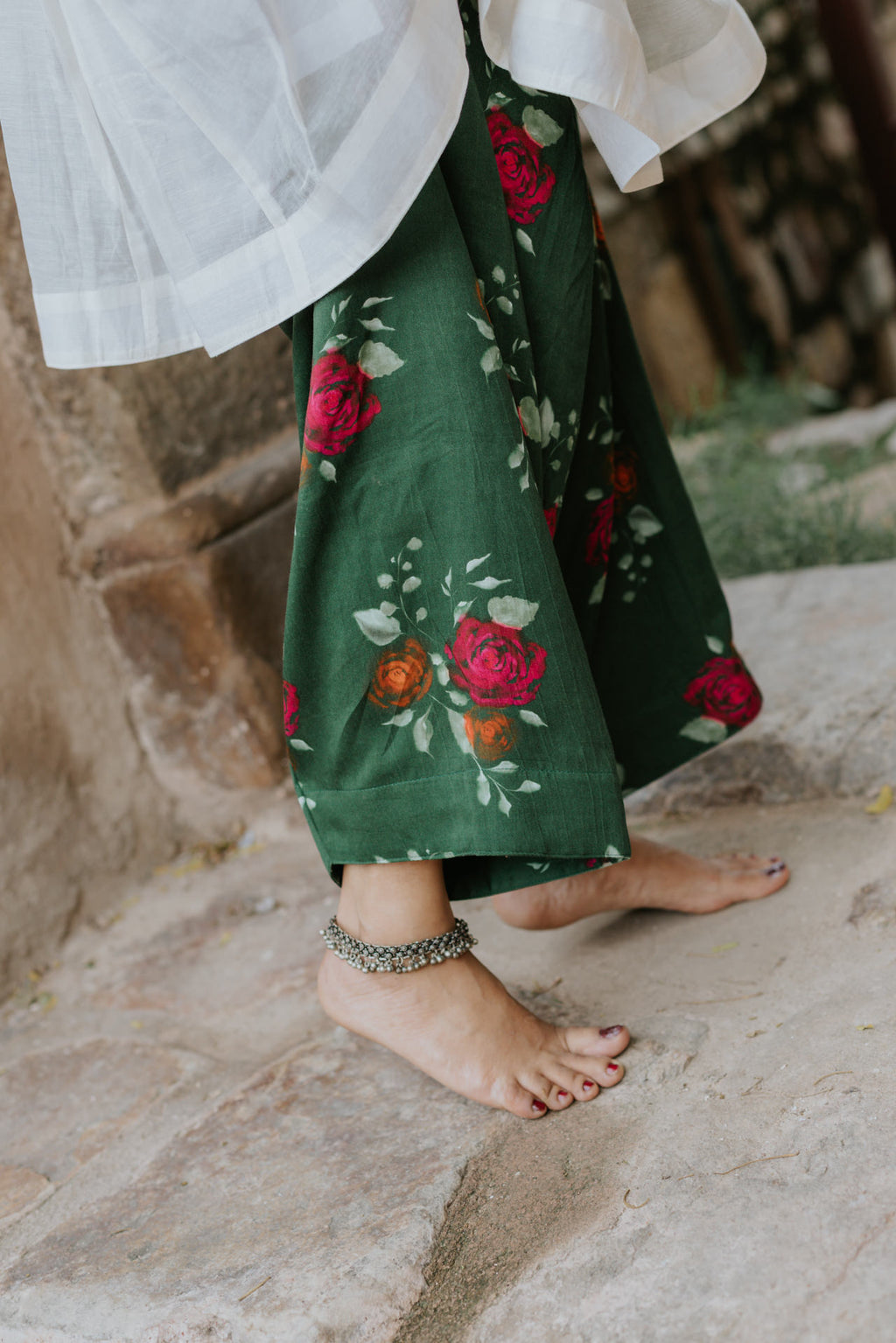 Handpainted Gulmohar Chanderi Farshi Dupatta Set