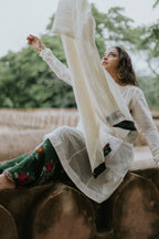 Handpainted Gulmohar Chanderi Farshi Dupatta Set