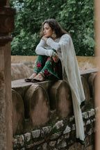 Handpainted Gulmohar Chanderi Farshi Dupatta Set