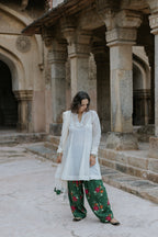Handpainted Gulmohar Chanderi Farshi Dupatta Set