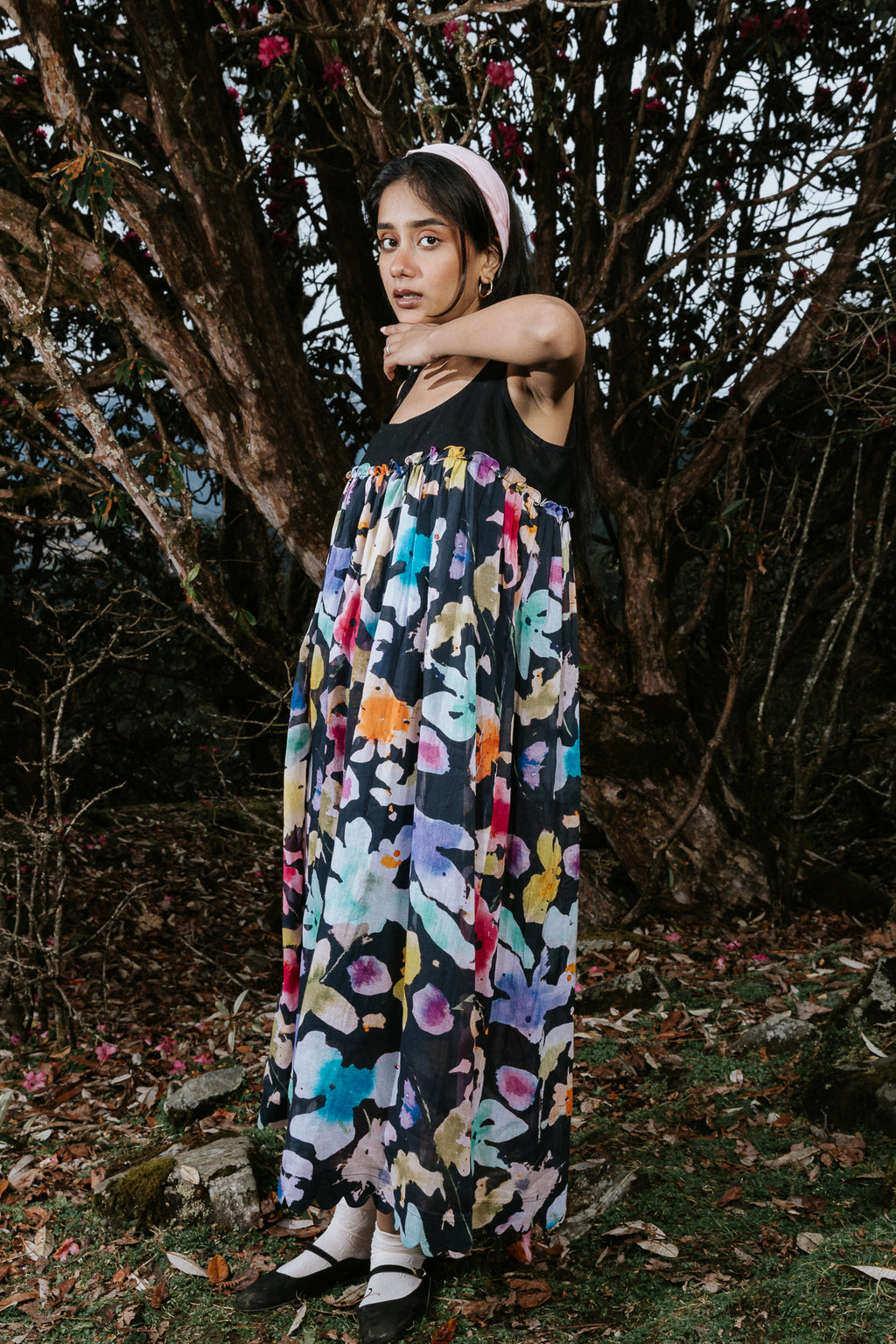 Night Painting Scallop Dress