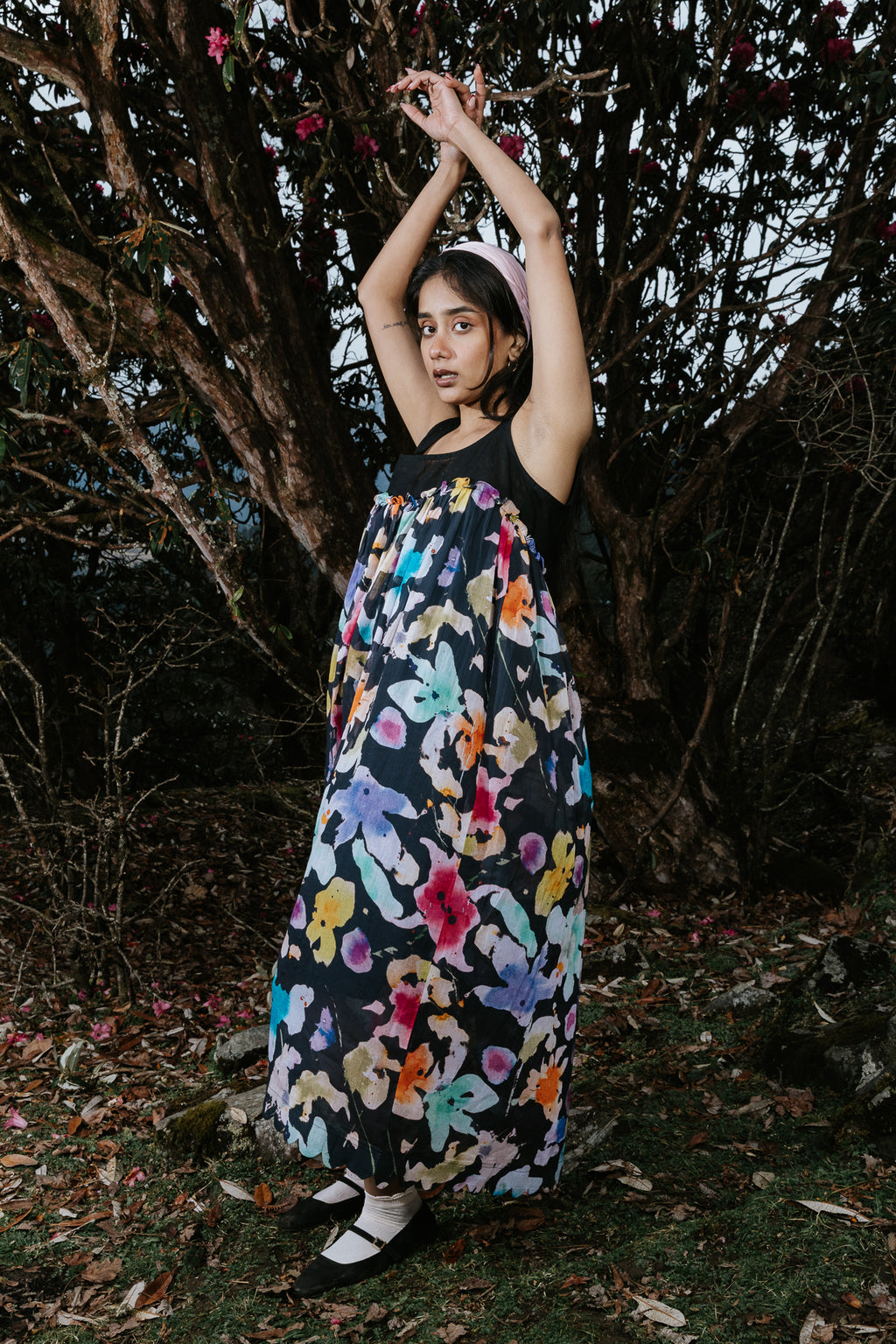 Night Painting Scallop Dress