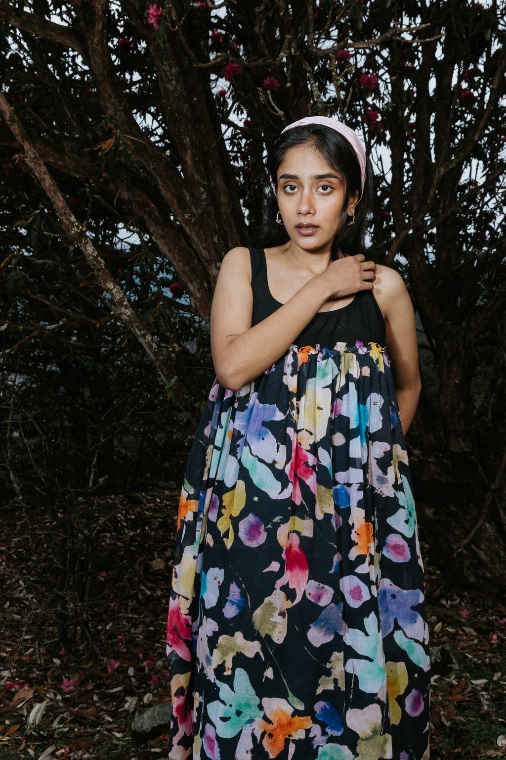 Night Painting Scallop Dress