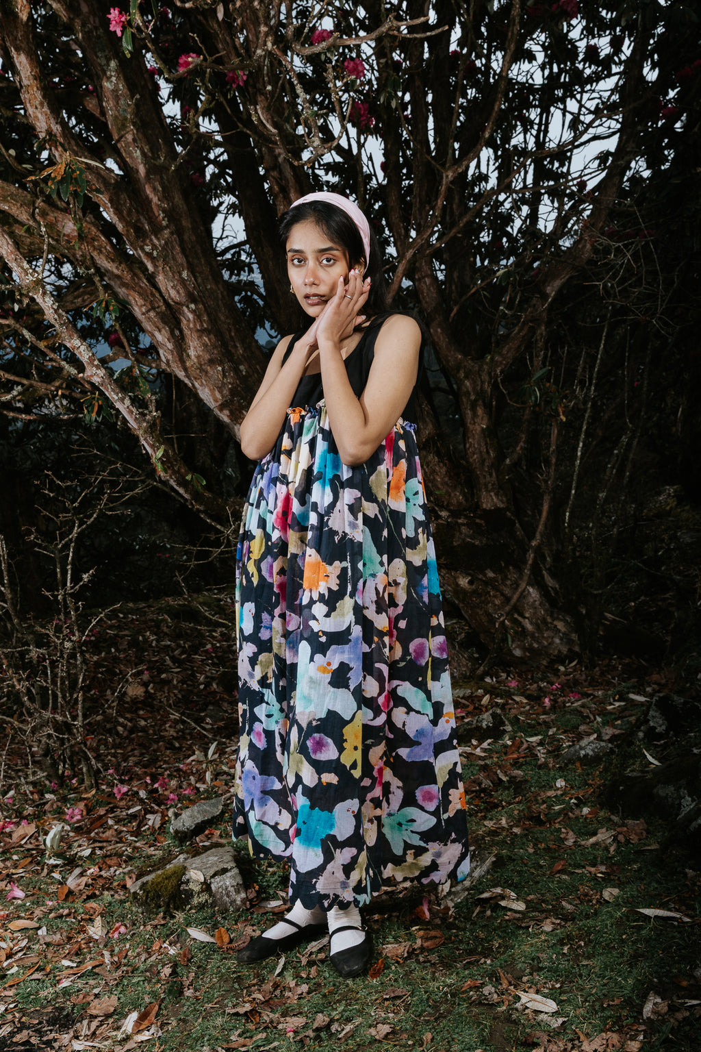Night Painting Scallop Dress