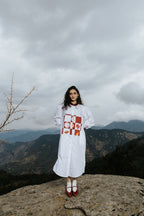 Checkerboard Pomegranate Long Shirt Dress [SALE]