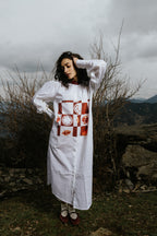 Checkerboard Pomegranate Long Shirt Dress [SALE]