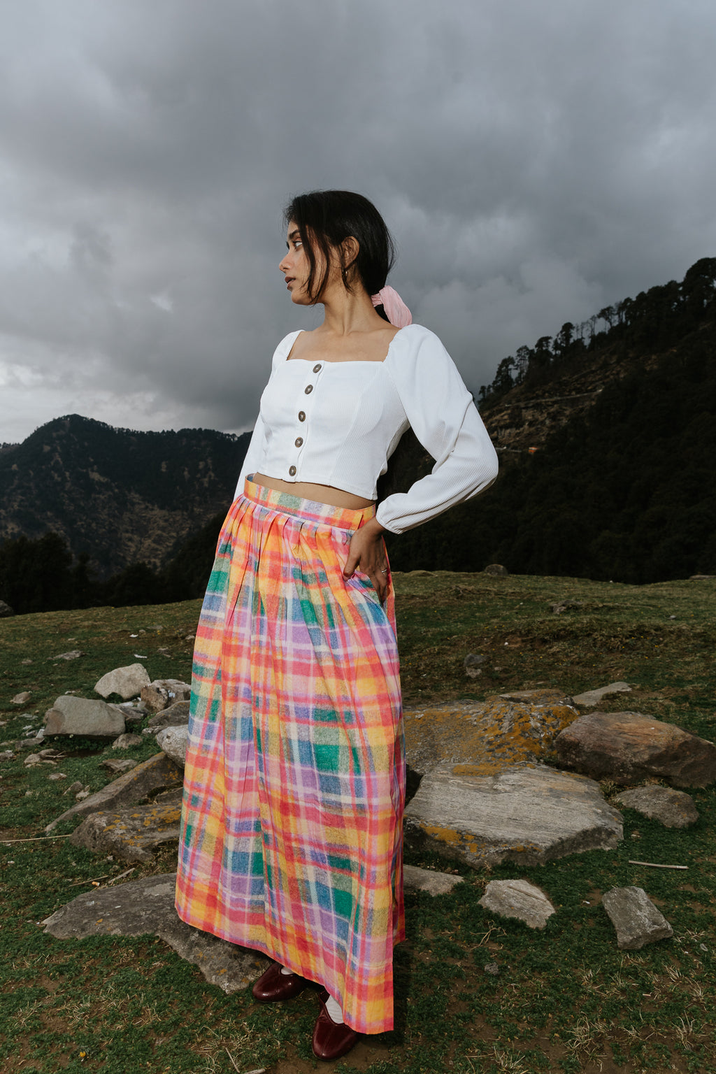 The Watercolour Plaid Skirt