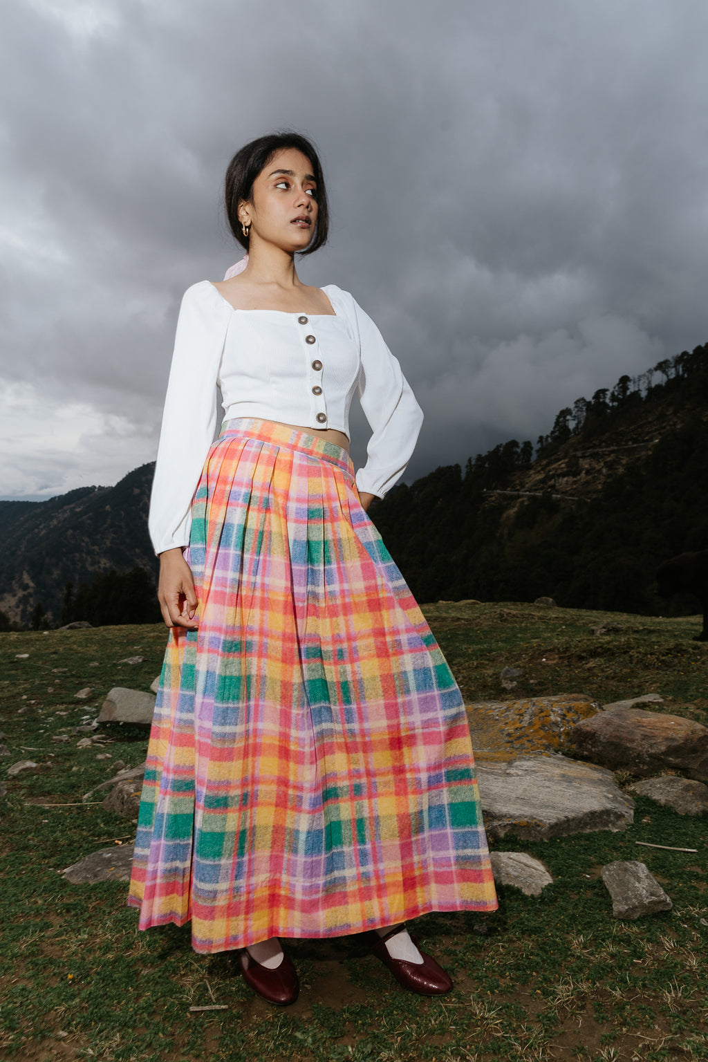 The Watercolour Plaid Skirt