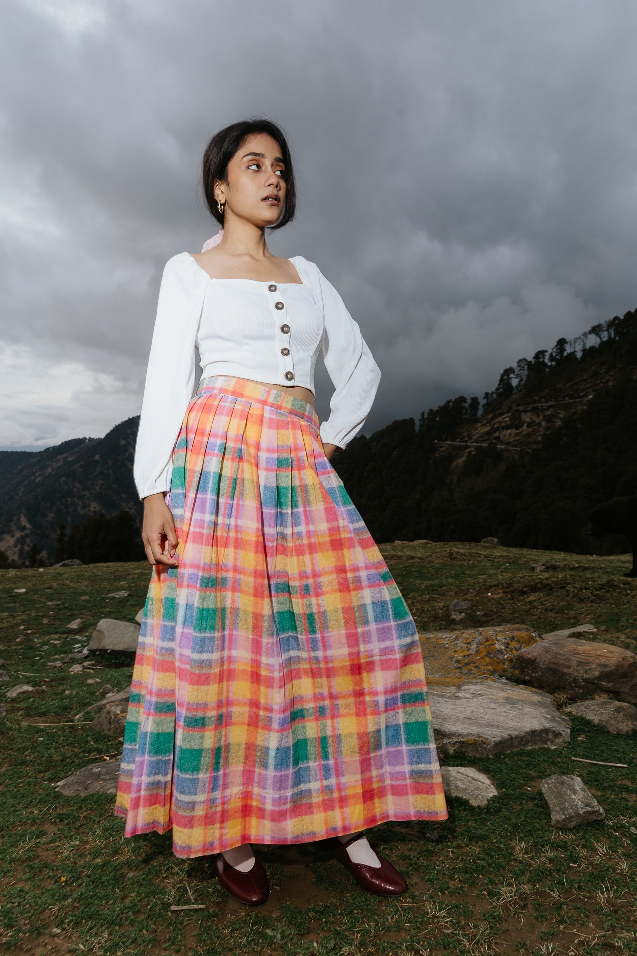 The Watercolour Plaid Skirt