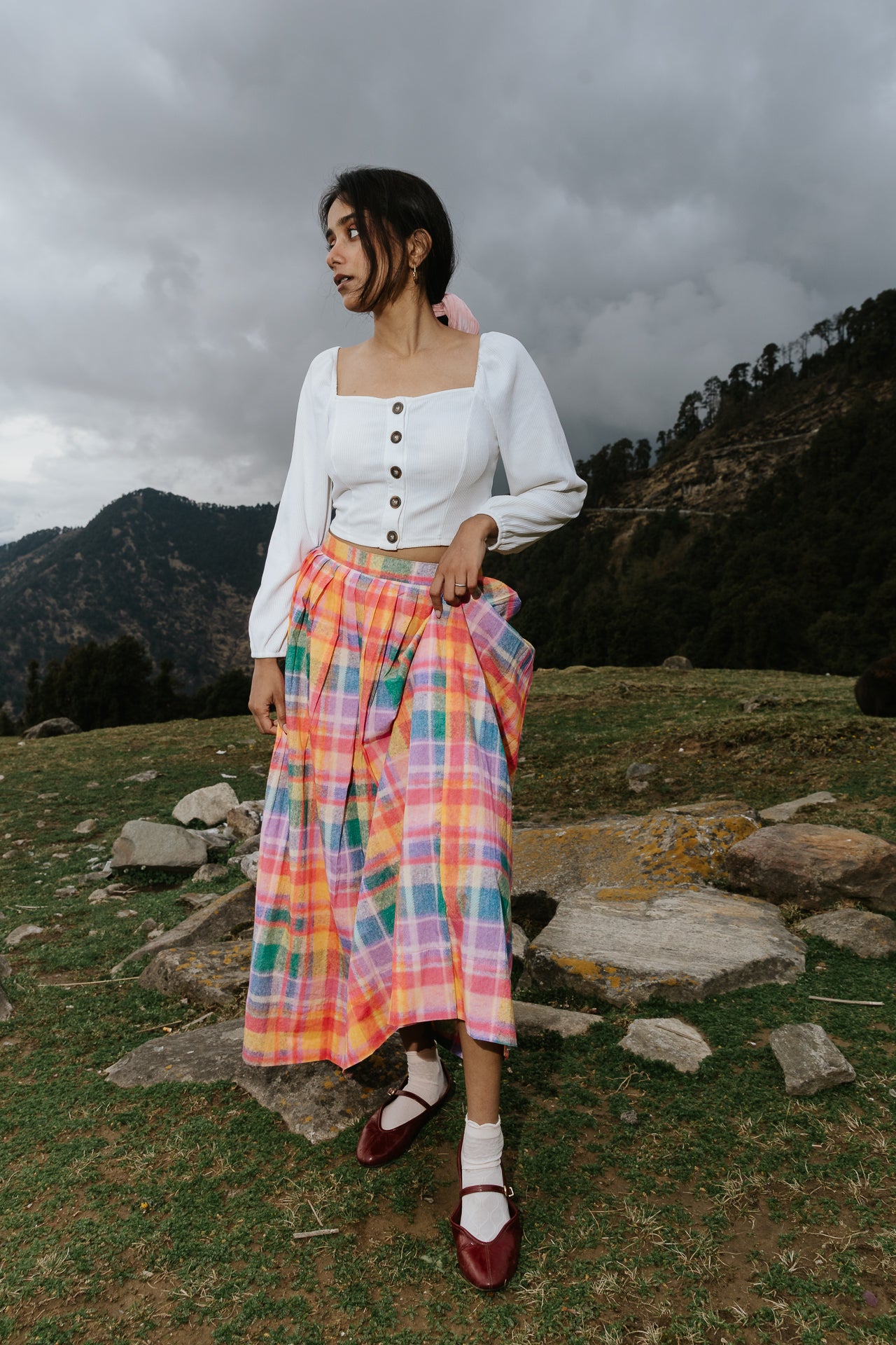 The Watercolour Plaid Skirt