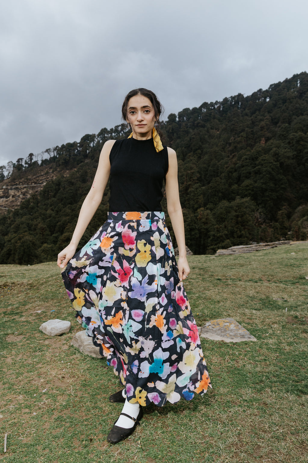 Night Painting Scallop Skirt