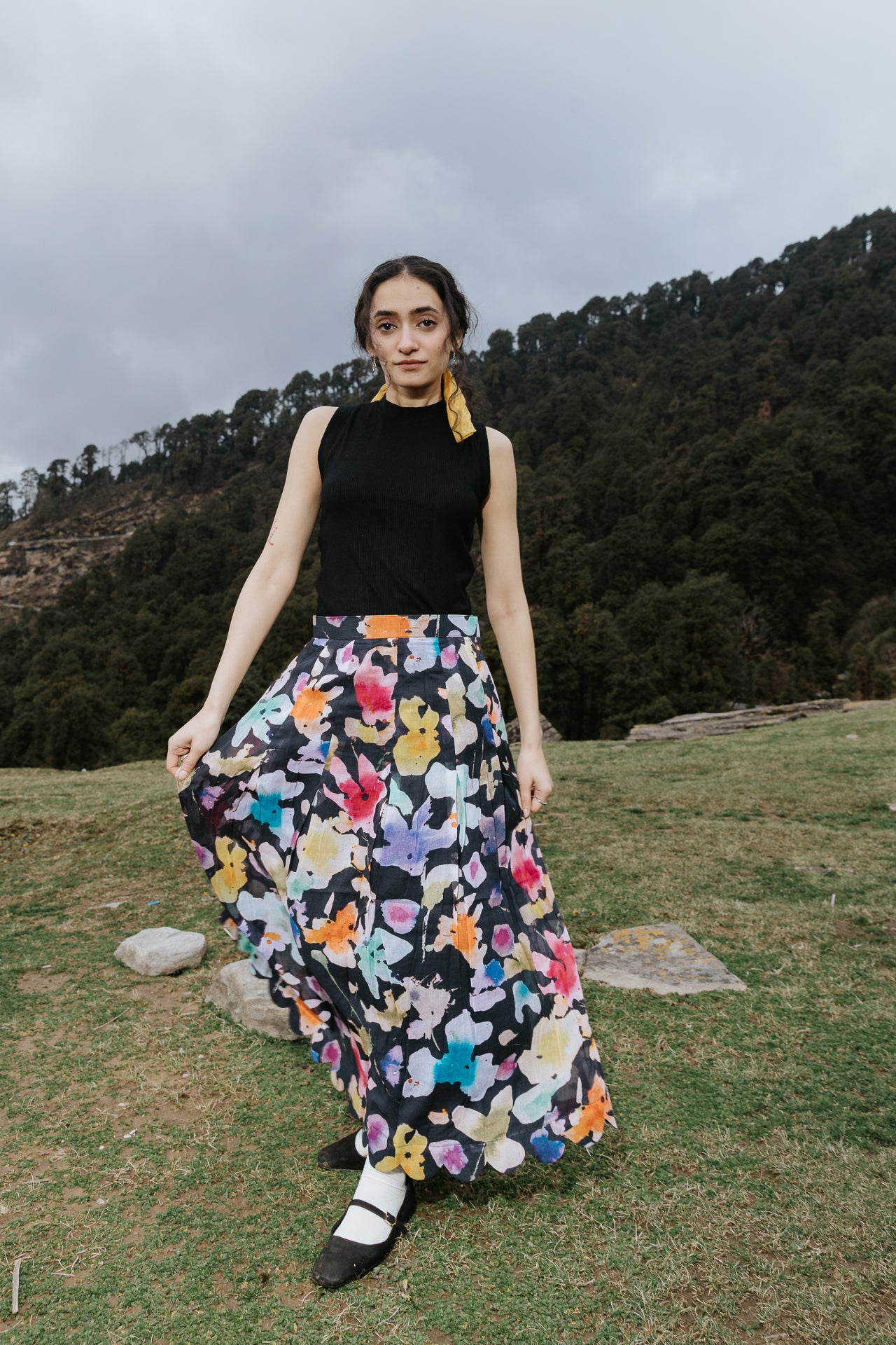 Night Painting Scallop Skirt