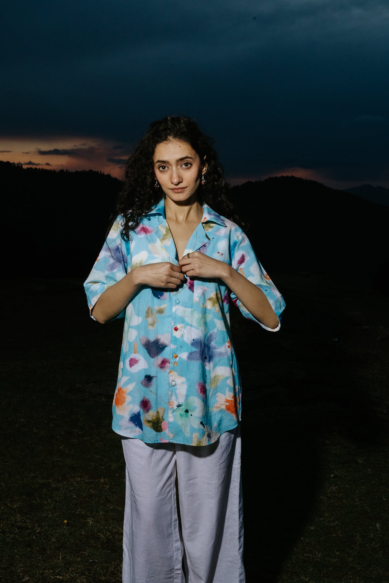 Spilled Palette Blue Linen Shirt
