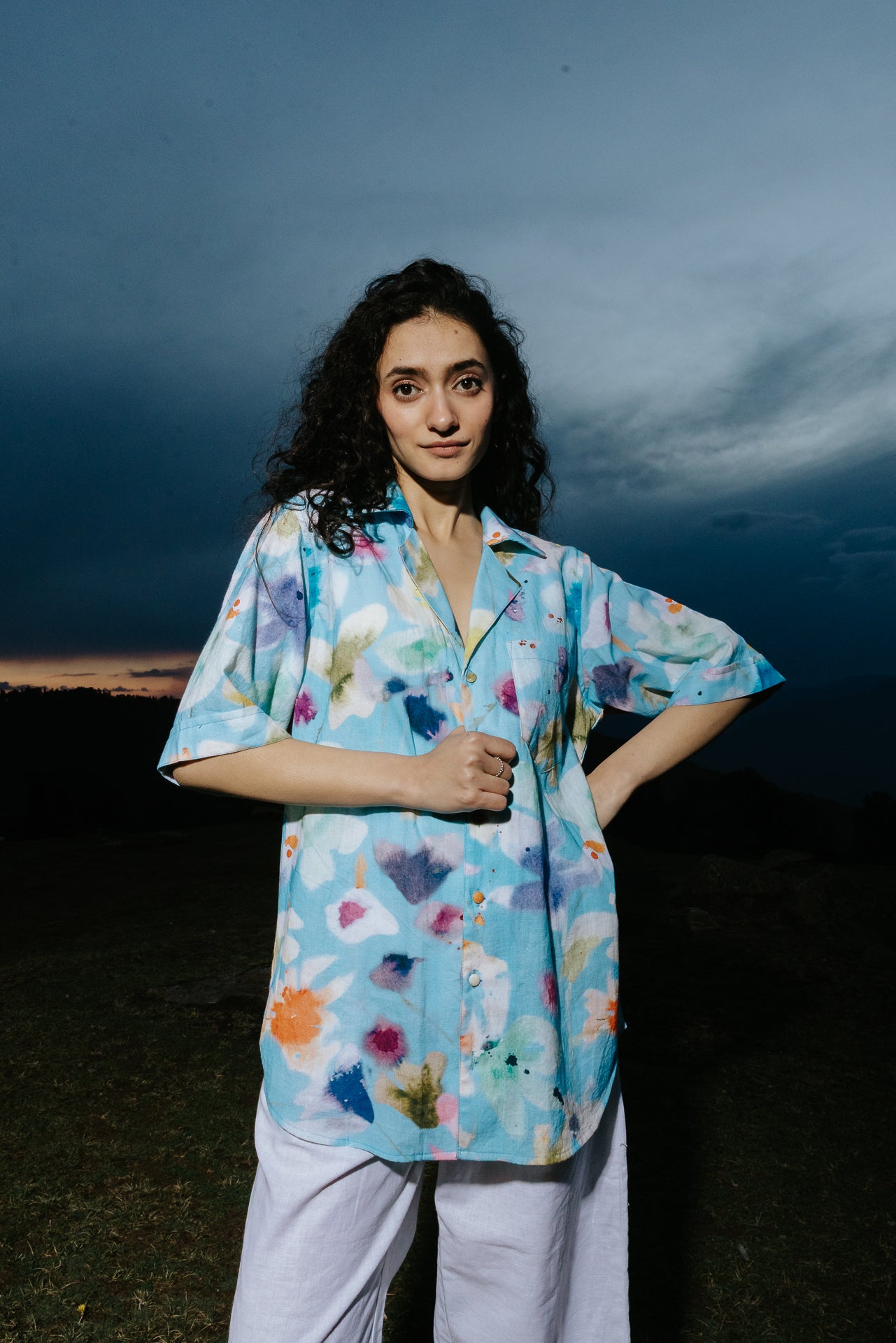 Spilled Palette Blue Linen Shirt