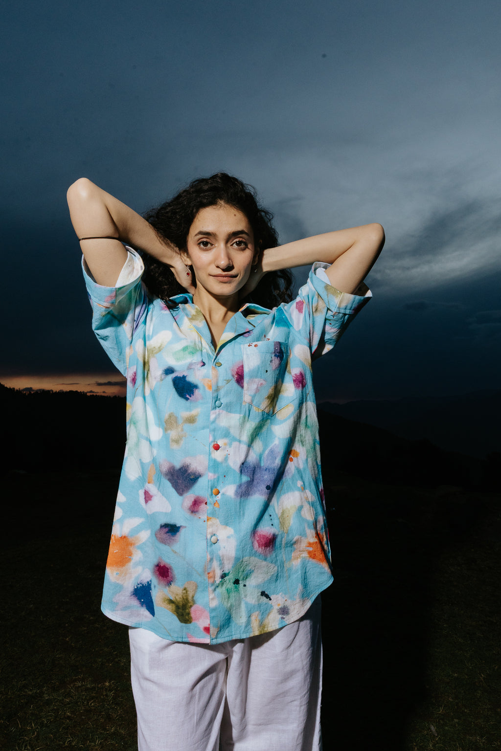 Spilled Palette Blue Linen Shirt