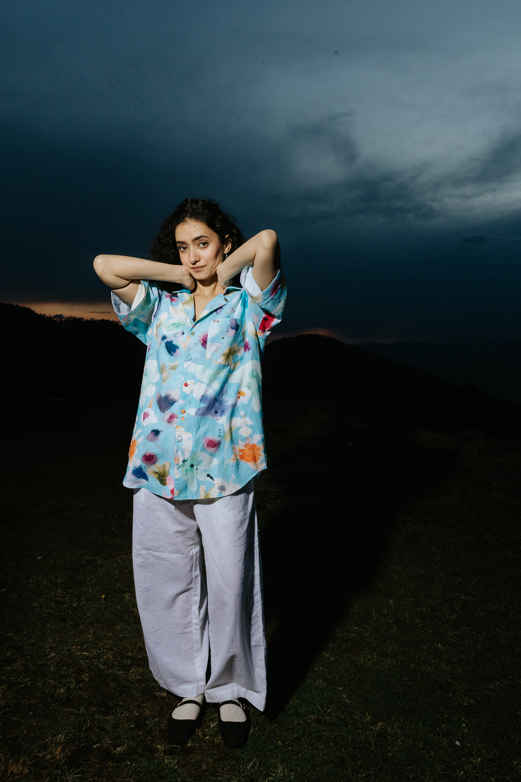 Spilled Palette Blue Linen Shirt
