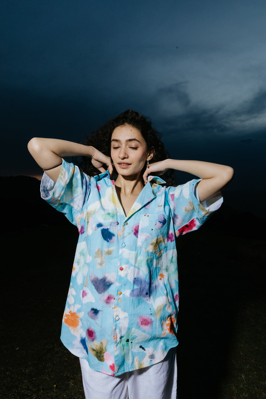 Spilled Palette Blue Linen Shirt