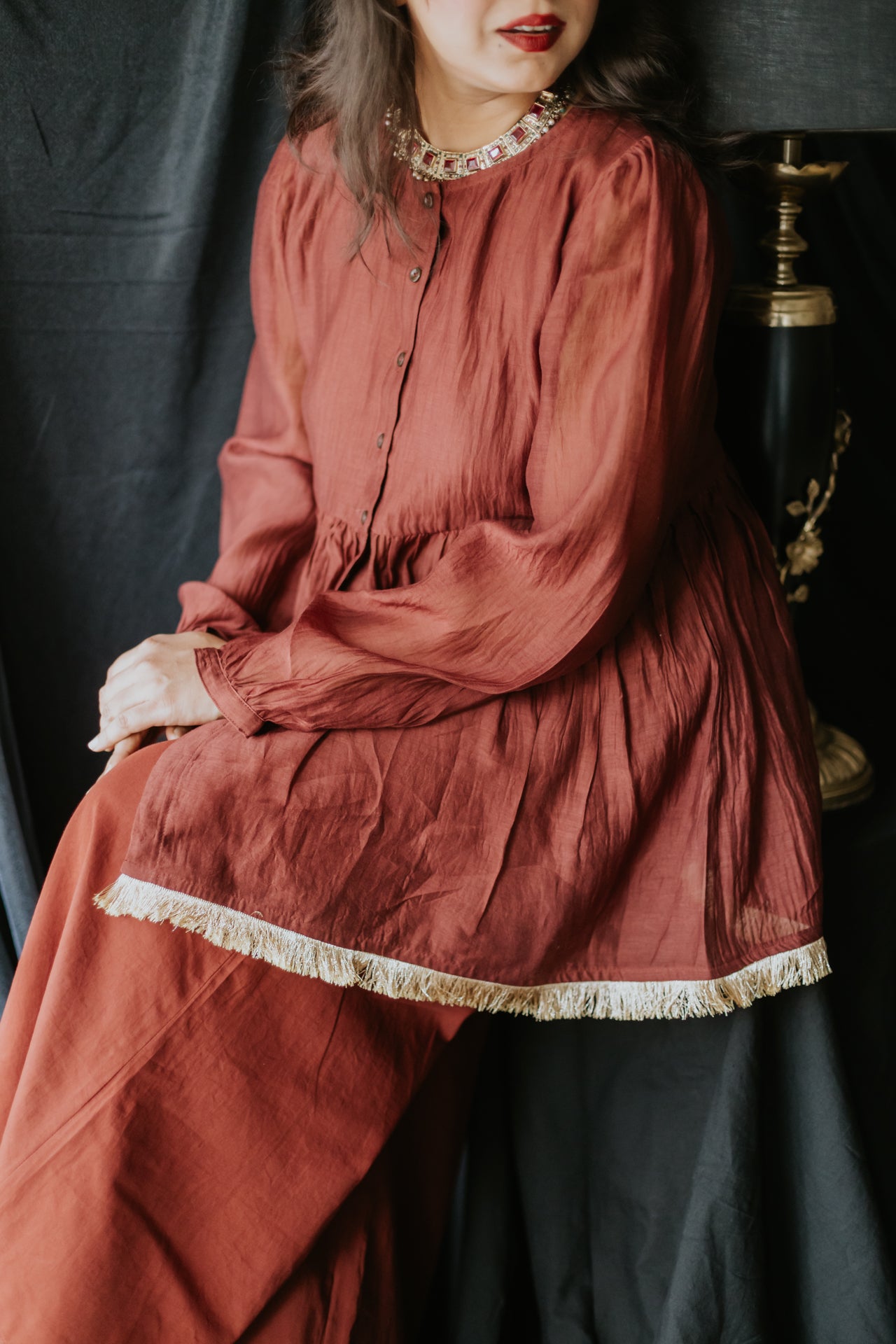 Rust Sharara Cord Set