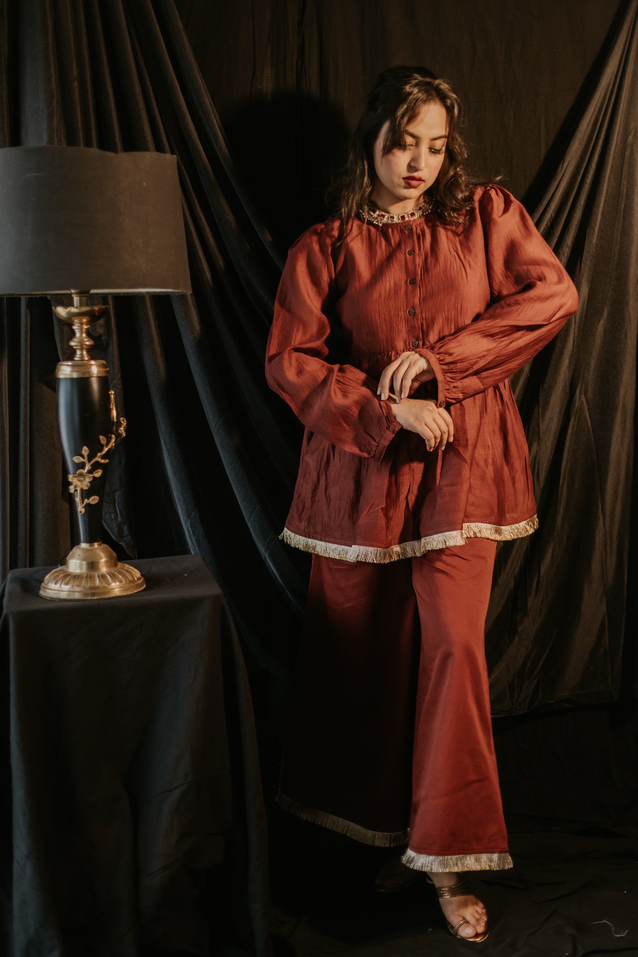 Rust Sharara Cord Set