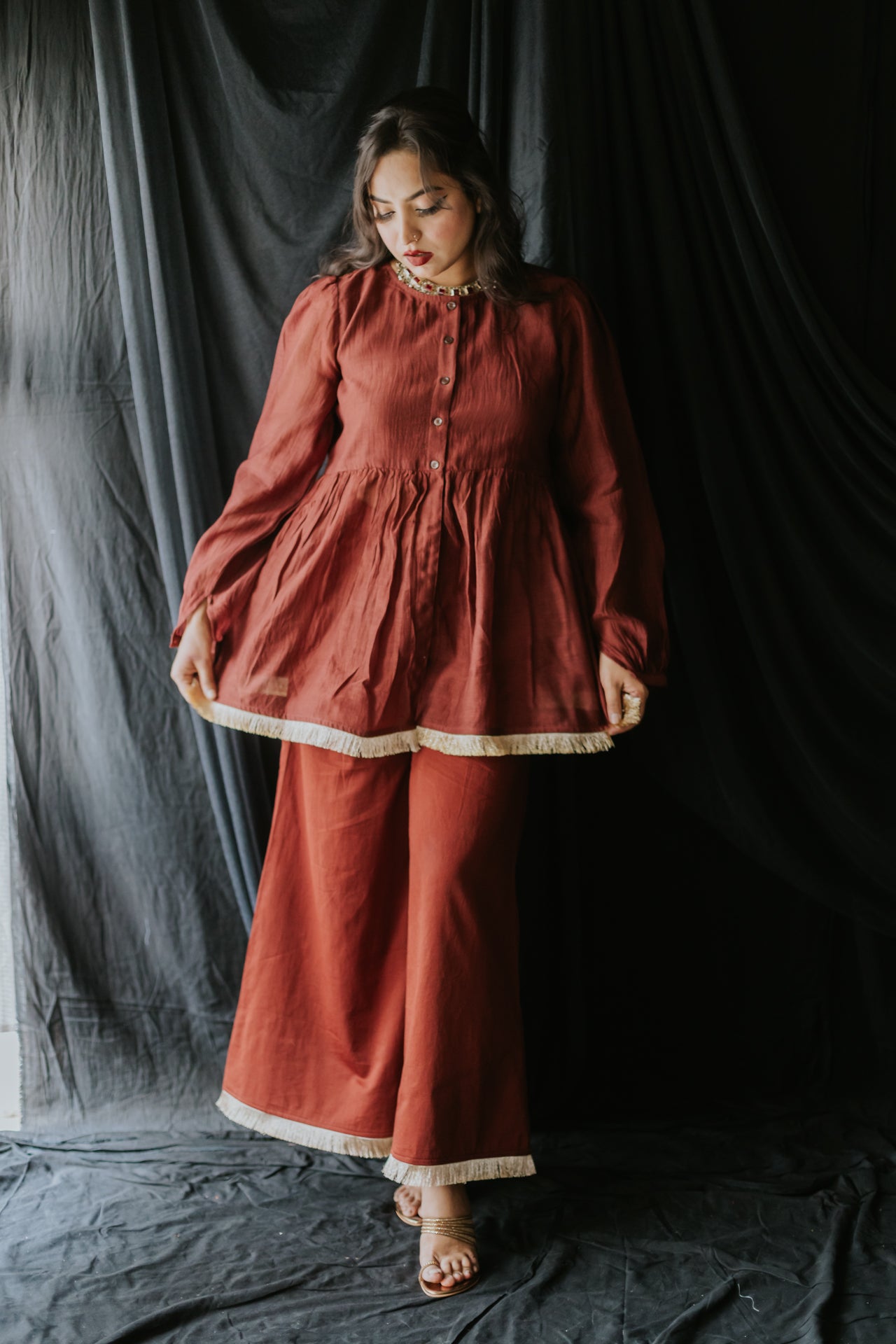 Rust Sharara Cord Set