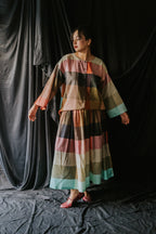 Multicolor Linen Check Skirt